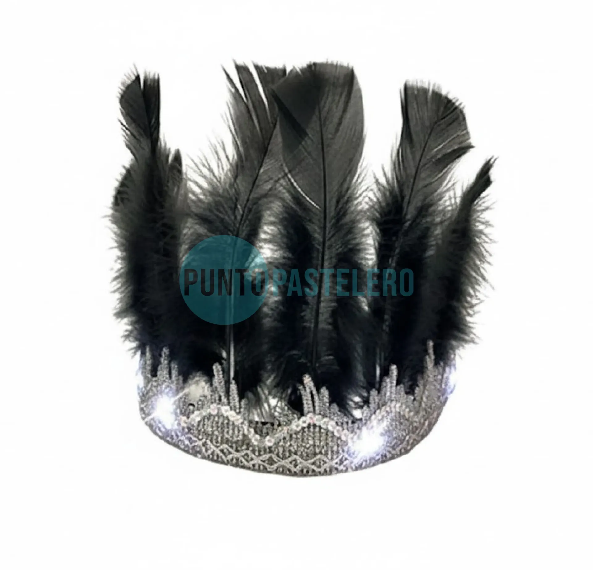 VINCHA CARIOCA CON PLUMAS Y LUZ