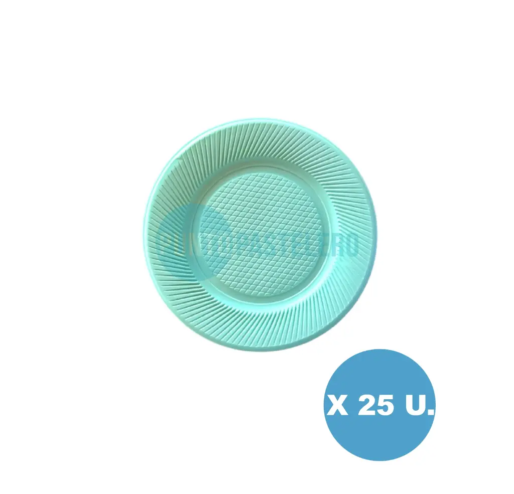 PLATO GRANDE VERDE AGUA PASTEL P22 (X 25 U.)