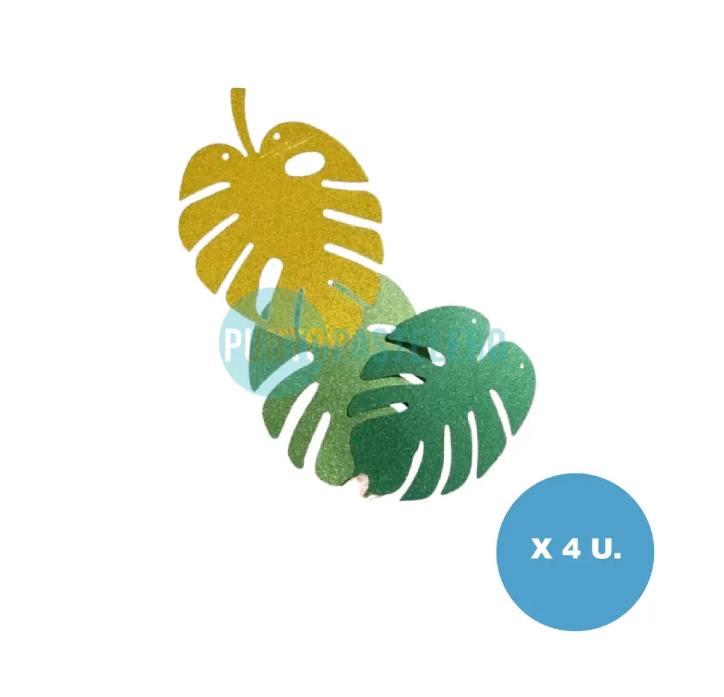 APLIQUE GOMA EVA HOJAS TROPICALES (4 U.)