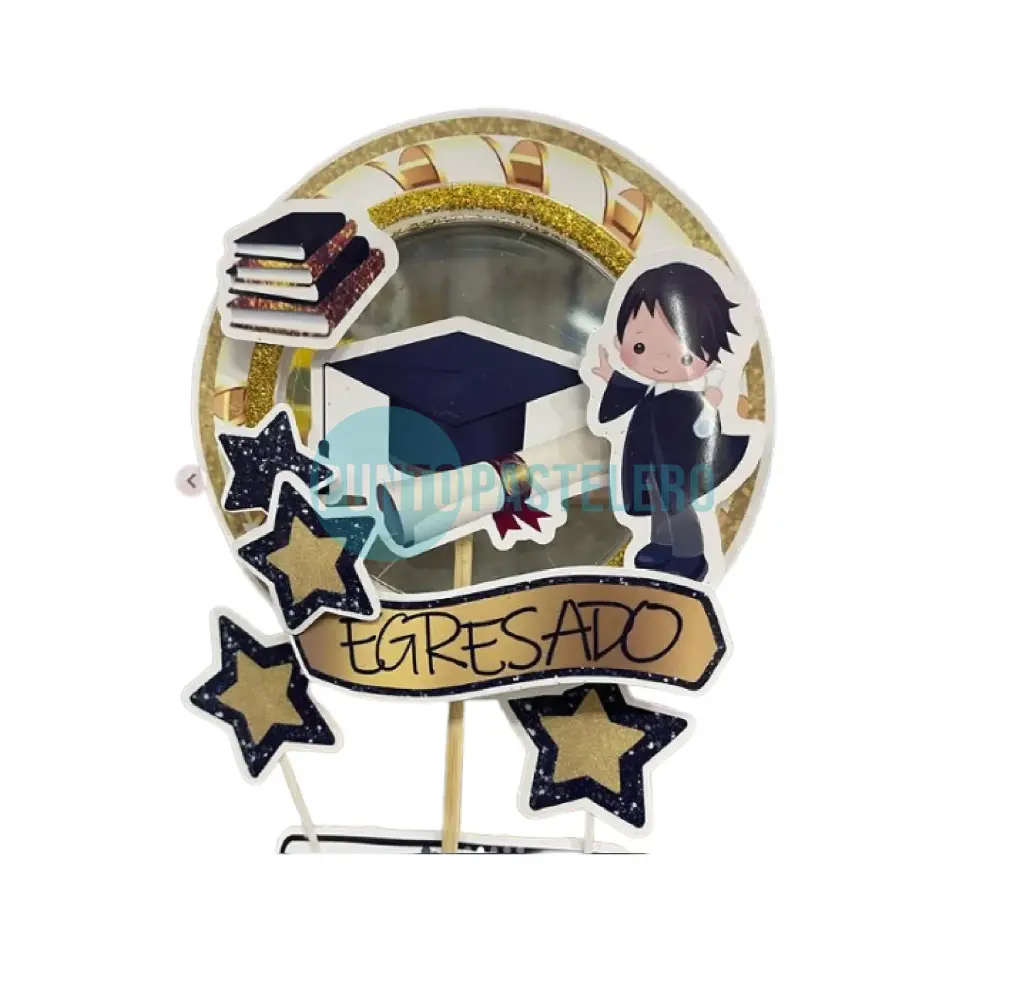 PINCHE 3D GORRO CON DIPLOMA Y ESTRELLAS EGRESADOS