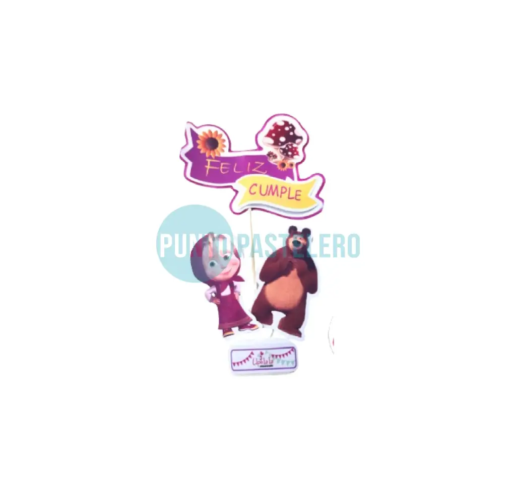 ADORNO SET FELIZ CUMPLE 3D MASHA Y EL OSO