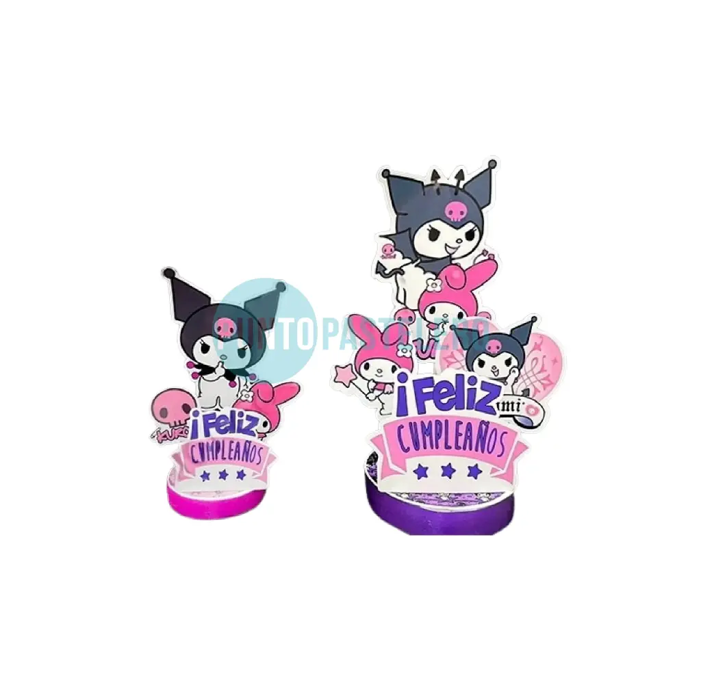 ADORNO BASE FELIZ CUMPLEAÑOS KUROMI Y MELODY