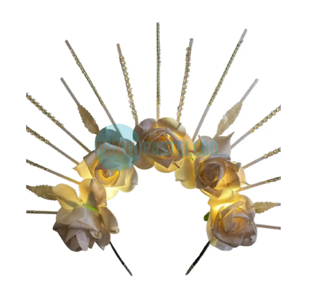 VINCHA ROSAS BLANCA CON LUZ