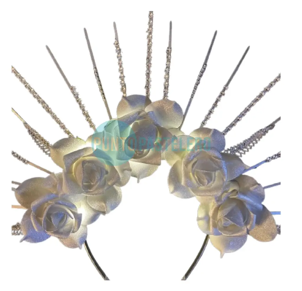 VINCHA ROSAS NATURAL CON LUZ