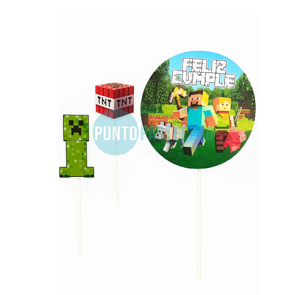 ADORNO PINCHE SET FELIZ CUMPLE MINECRAFT CALUMI (3 U.)