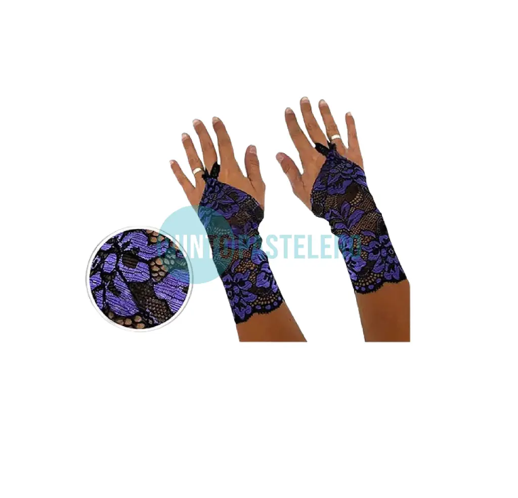 GUANTE MITON ENCAJE NEGRO/VIOLETA