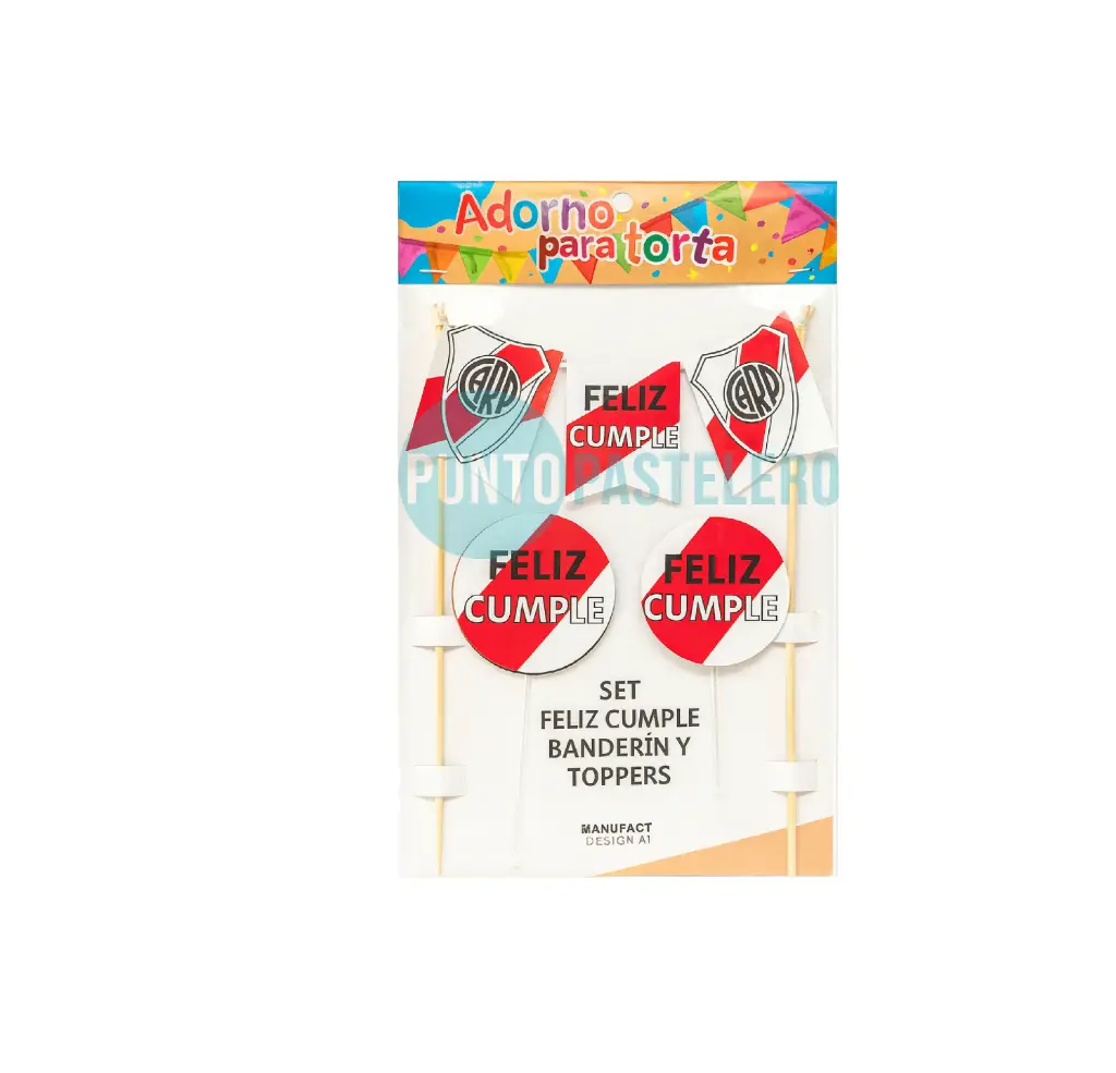 SET FELIZ CUMPLE BANDERIN Y TOPPERS RIVER PLATE