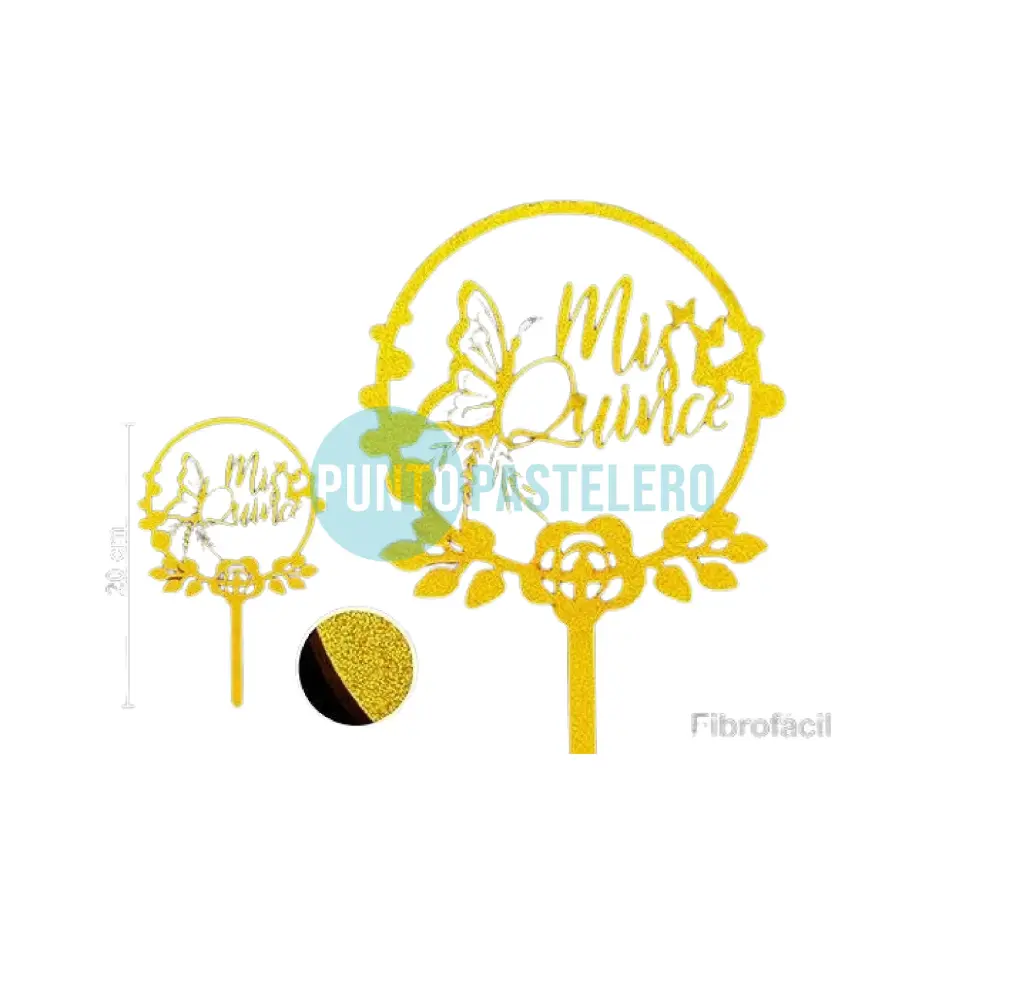 PINCHE FIBROFACIL MIS QUINCE AÑOS DORADO SATINADO