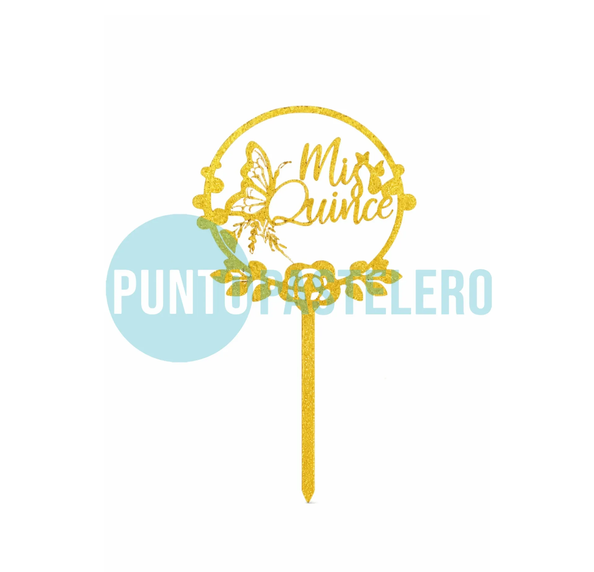 PINCHE FIBROFACIL MIS QUINCE AÑOS DORADO SATINADO