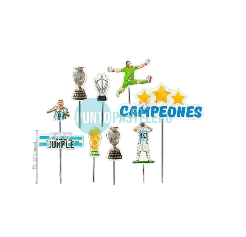 PINCHE POLIFAN VINILO FELIZ CUMPLE COPAS DE CAMPEONES ARGENTINA ETIQUETADOS ( 9 U.)