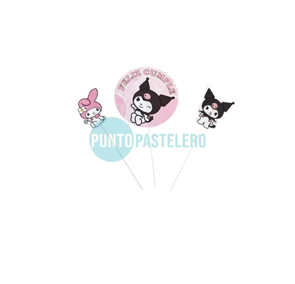 ADORNO PINCHE SET FELIZ CUMPLE KUROMI CALUMI (3 U.)