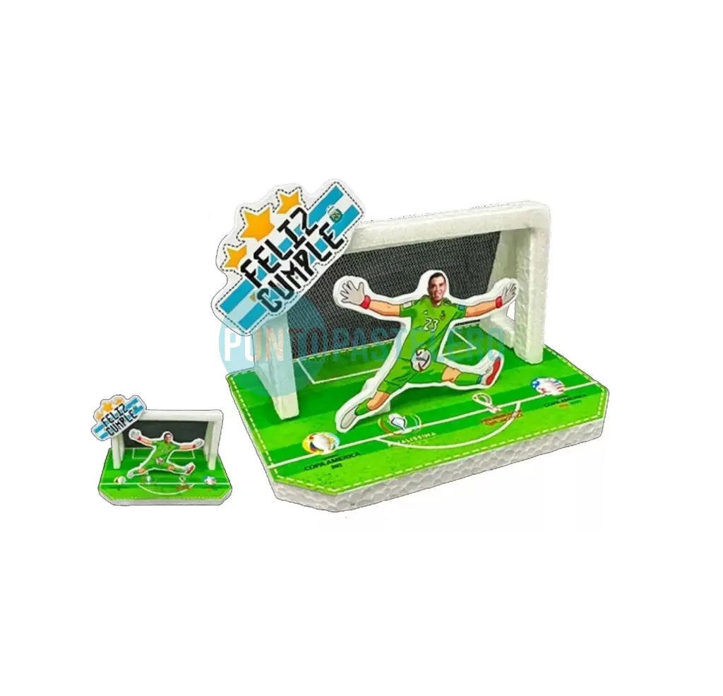 ADORNO FELIZ CUMPLE ARCO CON DIBU ATAJANDO