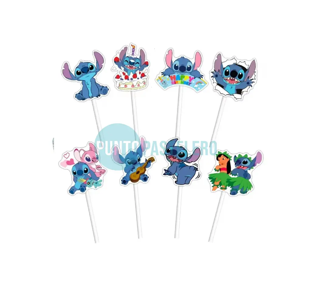 PINCHE POLIFAN VINILO FELIZ CUMPLE LILO Y STITCH ( 9 U.)