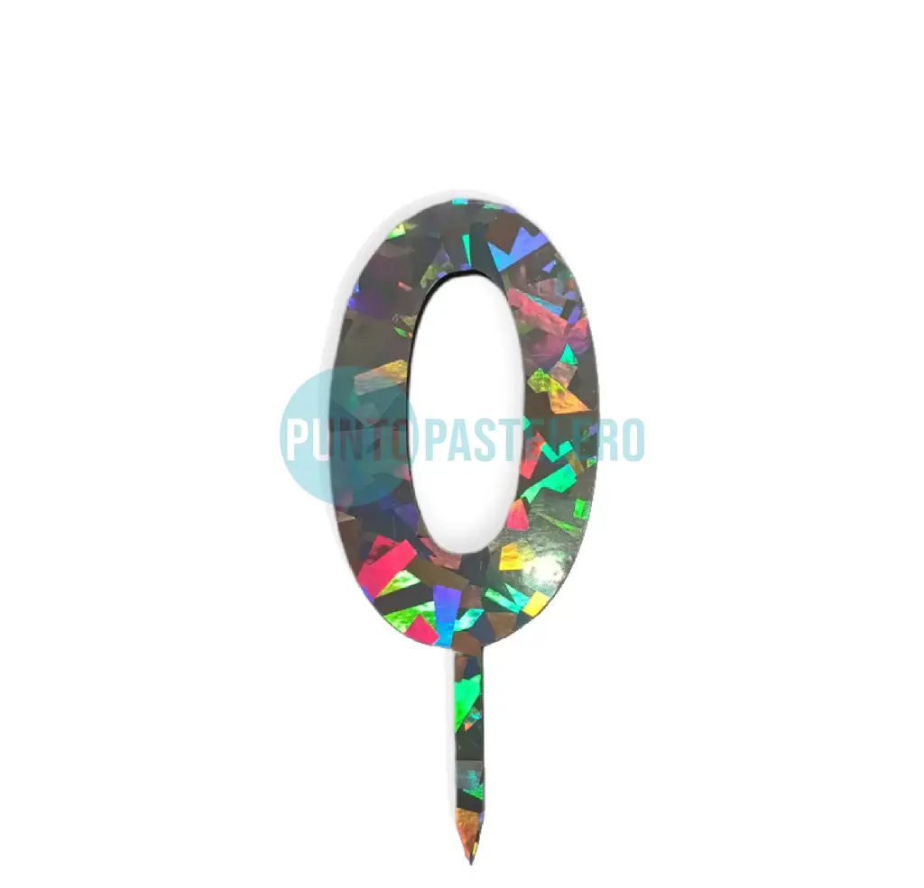 TOPPER 9 CM NUMERO HOLOGRAFICO N°0