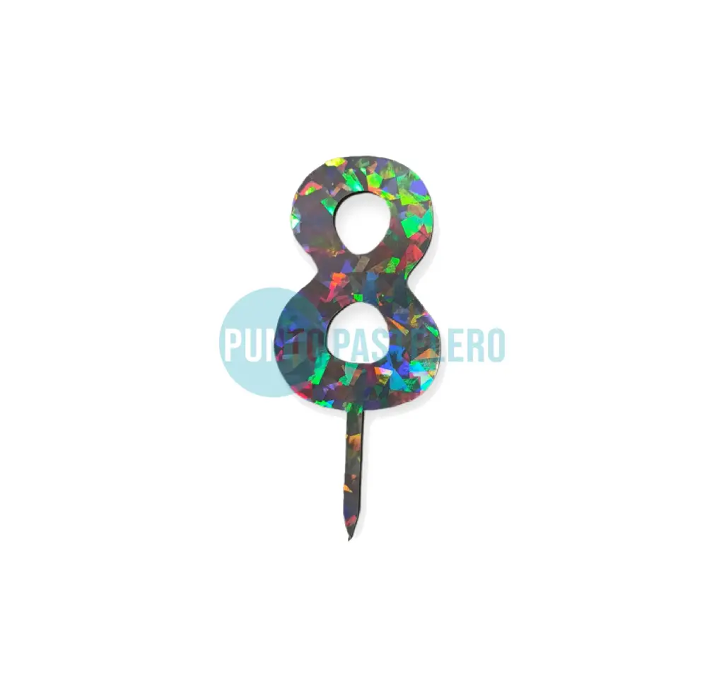 TOPPER 9 CM NUMERO HOLOGRAFICO N°8