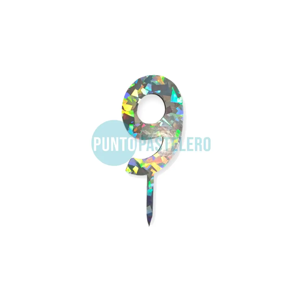 TOPPER 9 CM NUMERO HOLOGRAFICO N°9