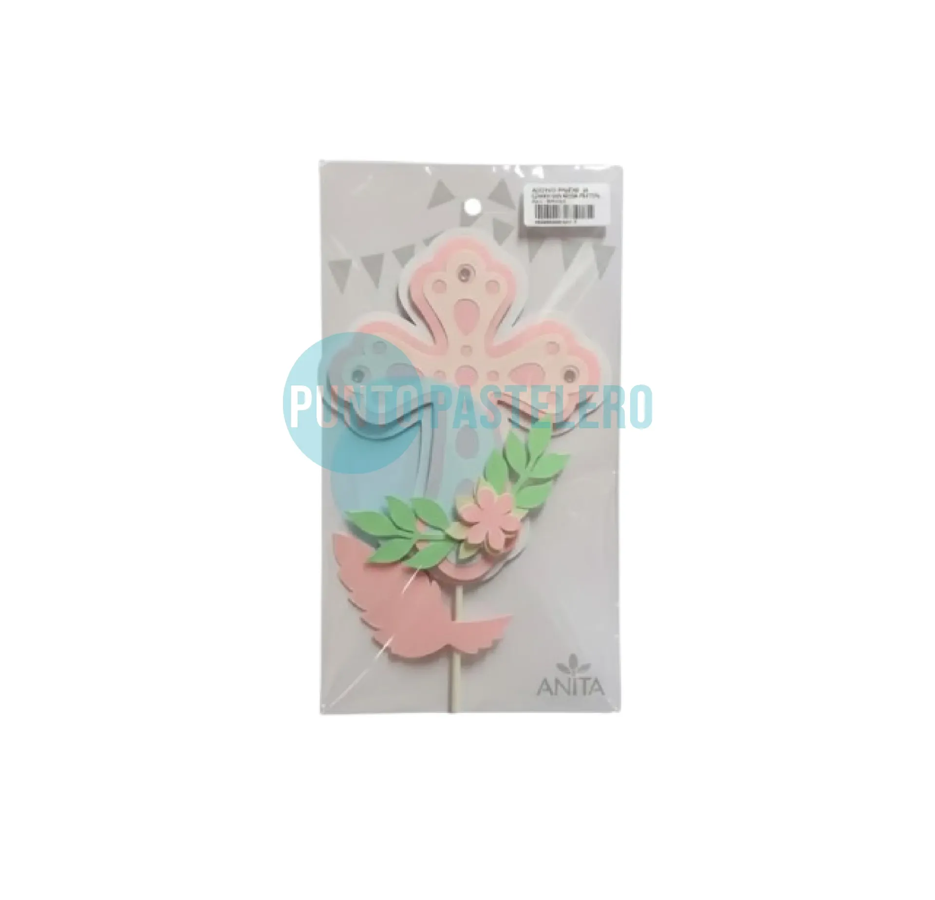 ADORNO PINCHE 3D COMUNION ROSA PASTEL (X 3 U.)