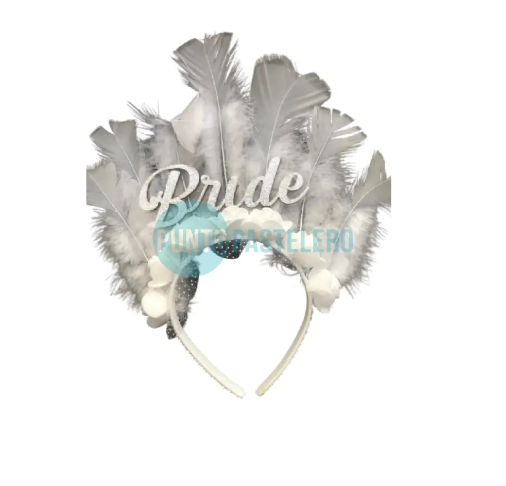 VINCHA "BRIDE" PLUMA FLORES Y STRASS