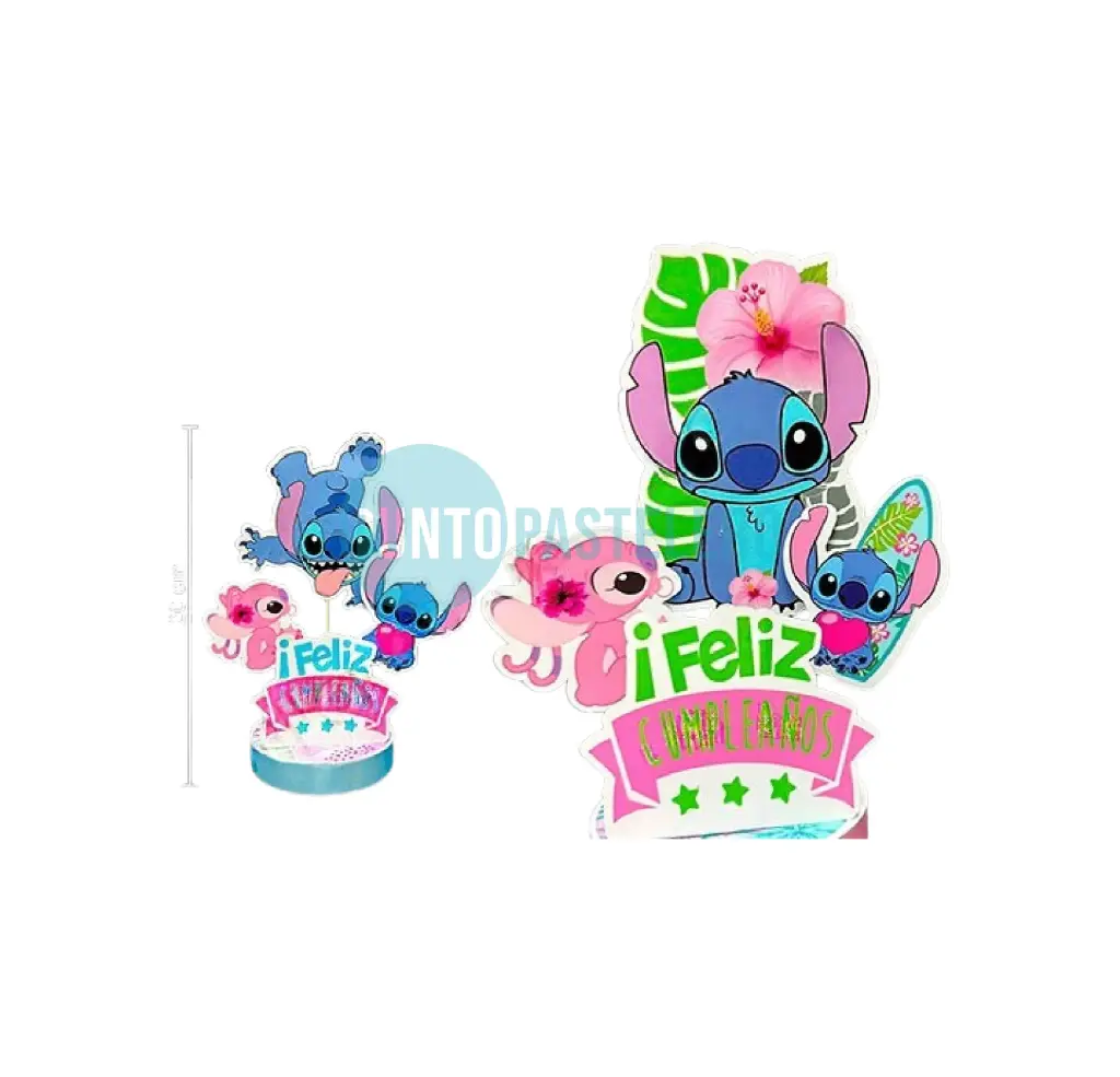 ADORNO CON BASE FELIZ CUMPLEAÑOS STITCH