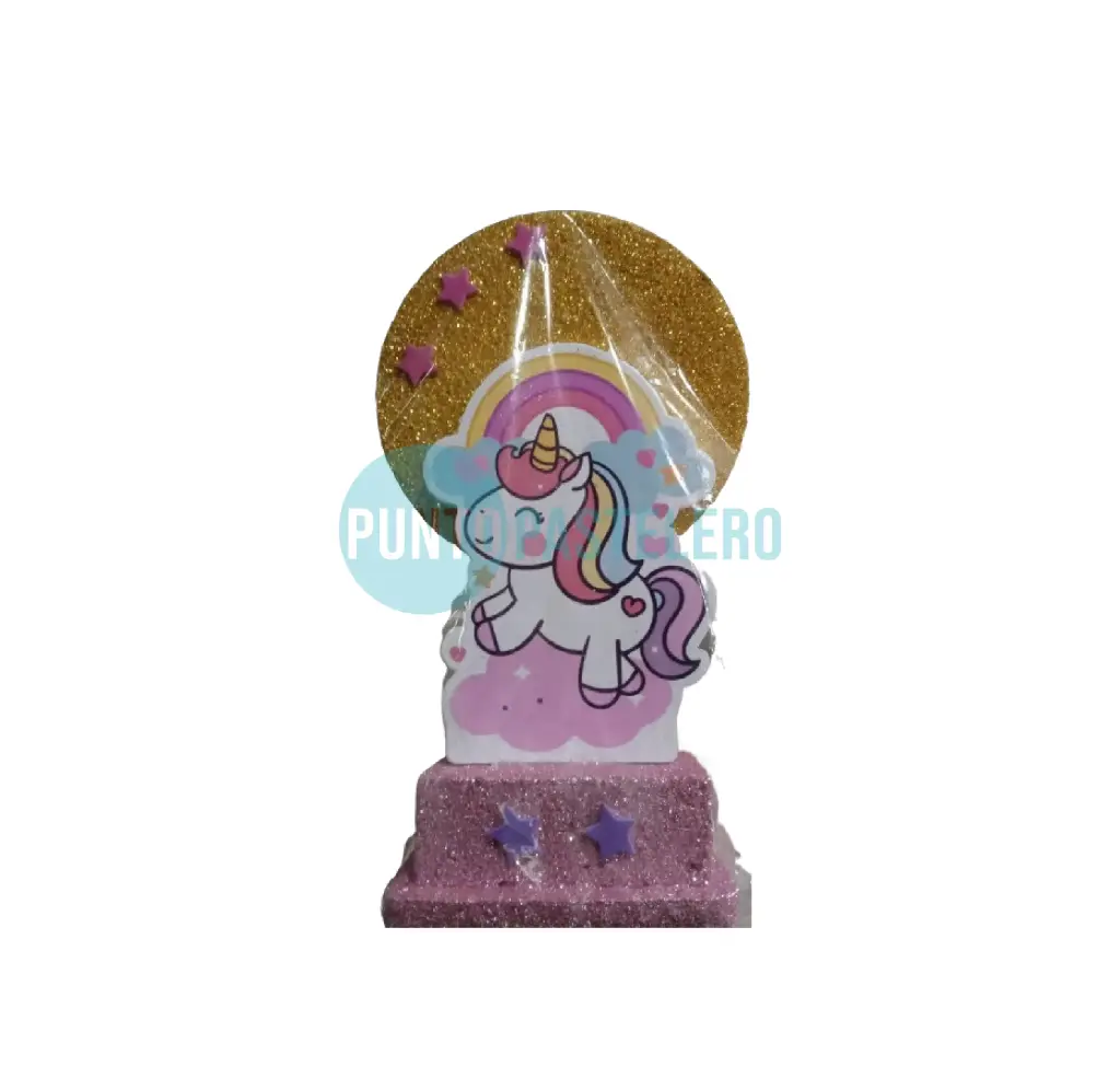 ADORNO CON BASE FELIZ CUMPLEAÑOS UNICORNIO