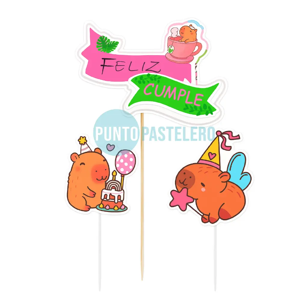 ADORNO SET FELIZ CUMPLE 3D CAPIBARA (3 U.) (UPALALA)