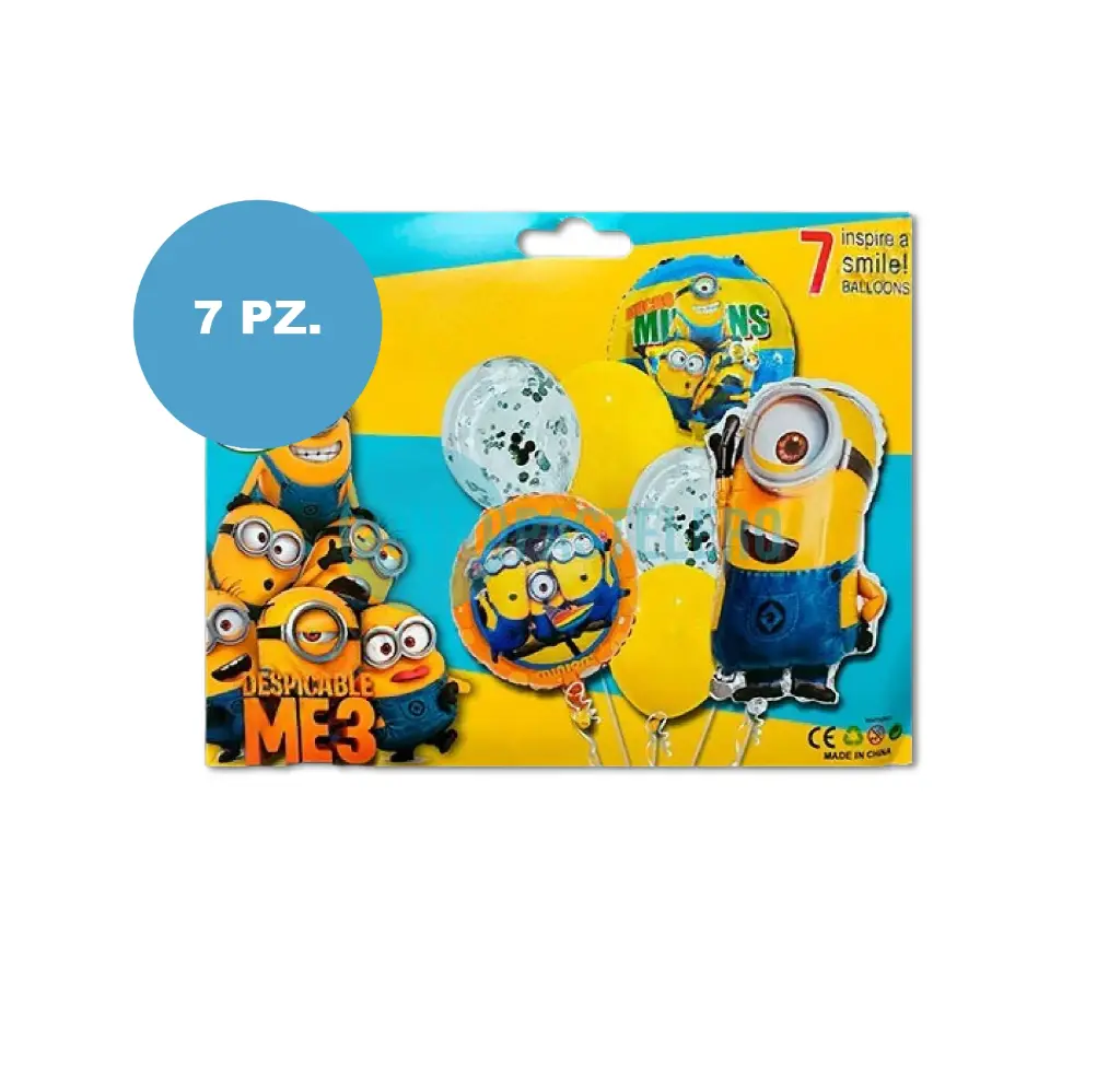 SET DE GLOBOS MINIONS (7 PZ) ( APTO HELIO)