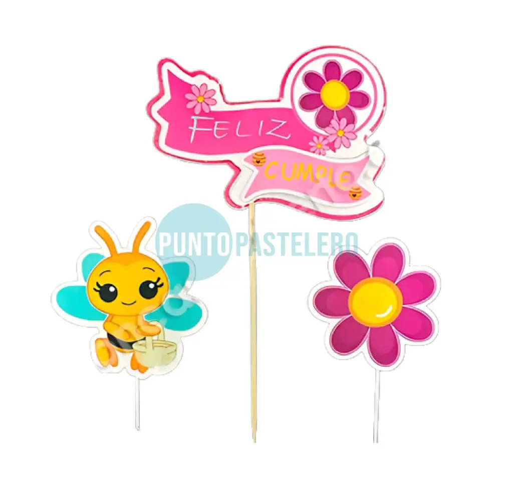 ADORNO SET FELIZ CUMPLE 3D ABEJITAS