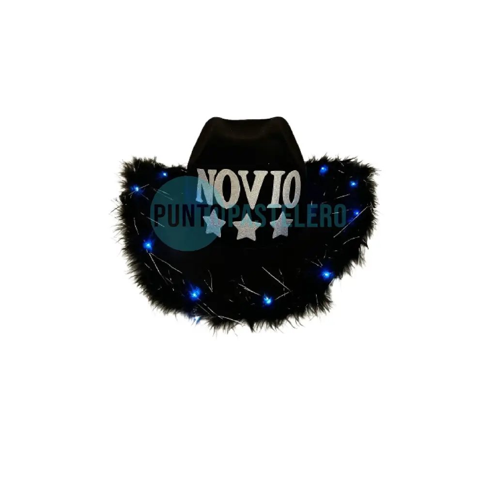 GORRO SOMBRERO COWBOY NEGRO NOVIO (CON LUZ)