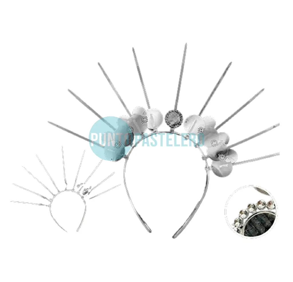 VINCHA CON GEMA Y LENTEJUELA DORADO PLATEADO