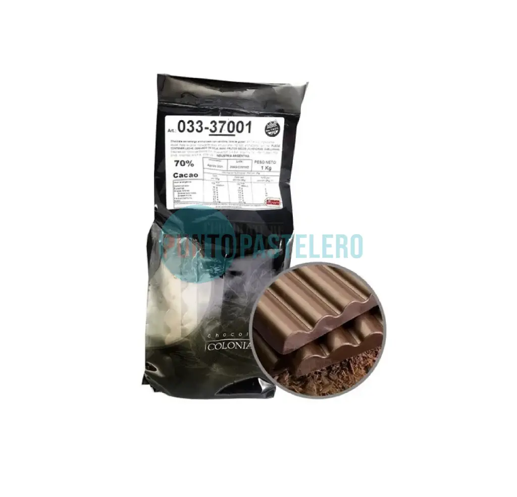 CHOCOLATE COBERTURA COLONIAL SEMIAMARGO CACAO 70% (X 1 KG.)