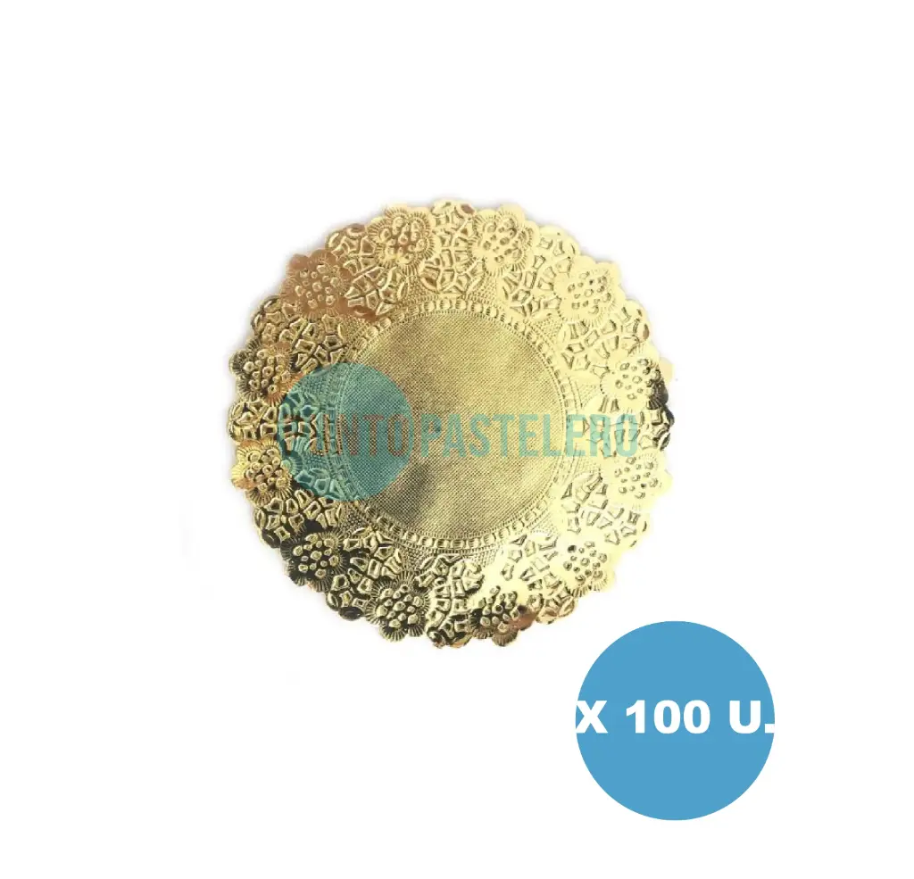 PACK BLONDA REDONDA METALIZADA ORO 13 CM (100 U.)