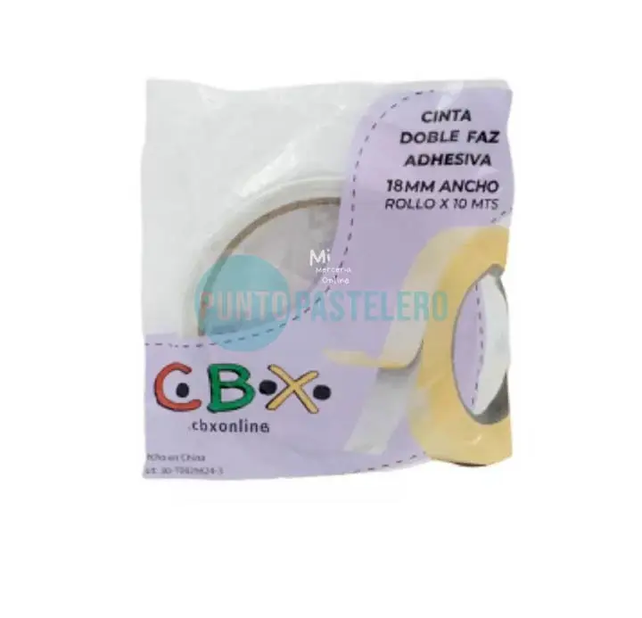 CINTA DOBLE FAZ ADHESIVA 18MM CBX (X 10 MT.)