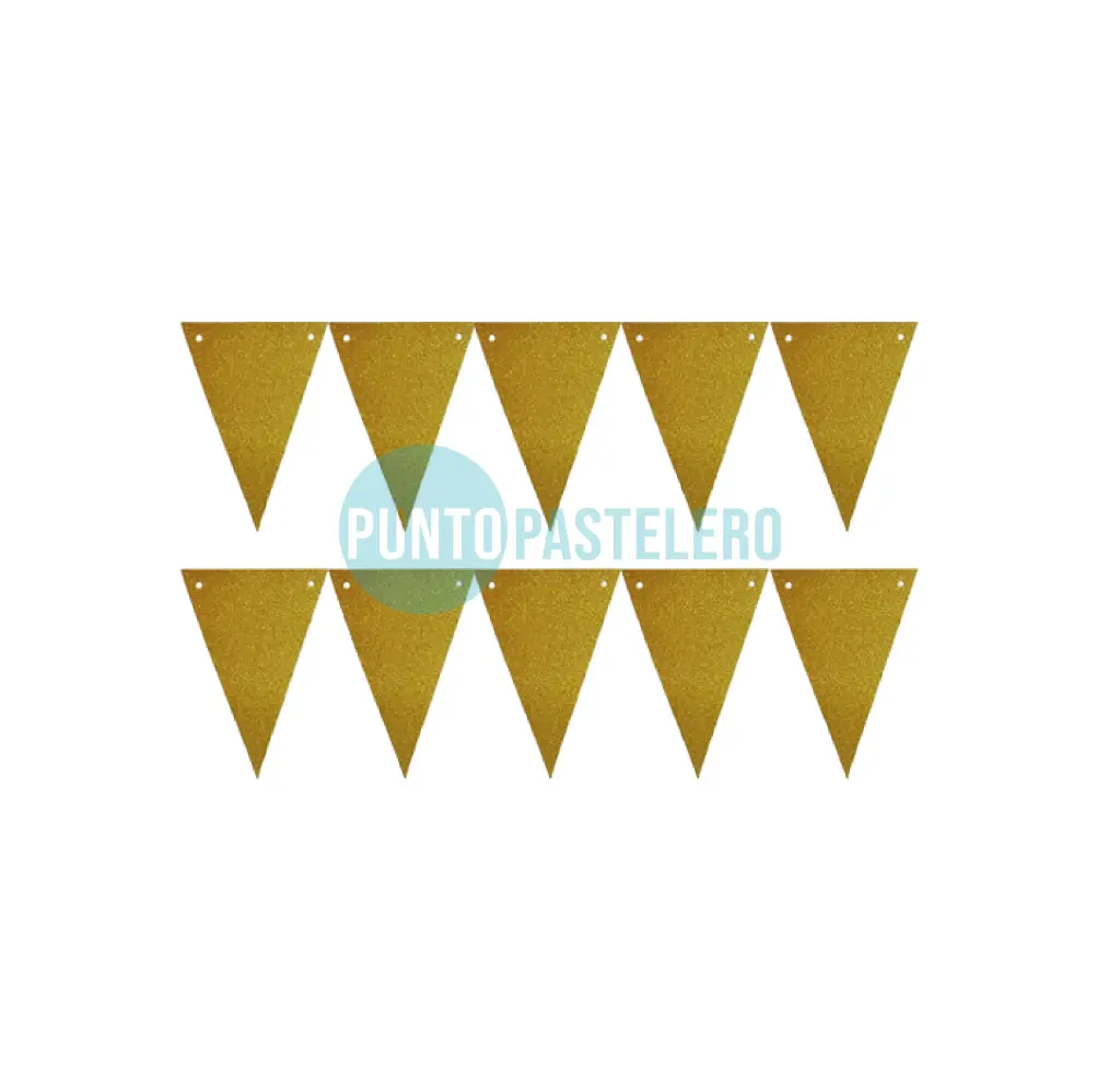 BANDERIN TRIANGULAR GLITTER DORADO