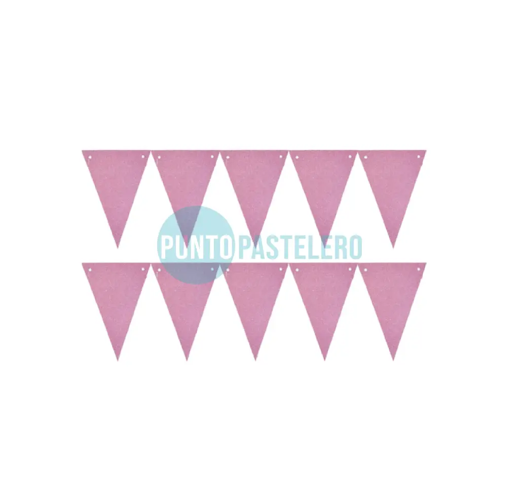 BANDERIN TRIANGULAR GLITTER ROSA
