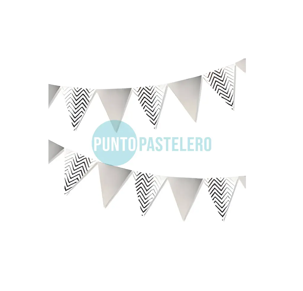 BANDERIN TRIANGULAR ZIG ZAG PLATEADO