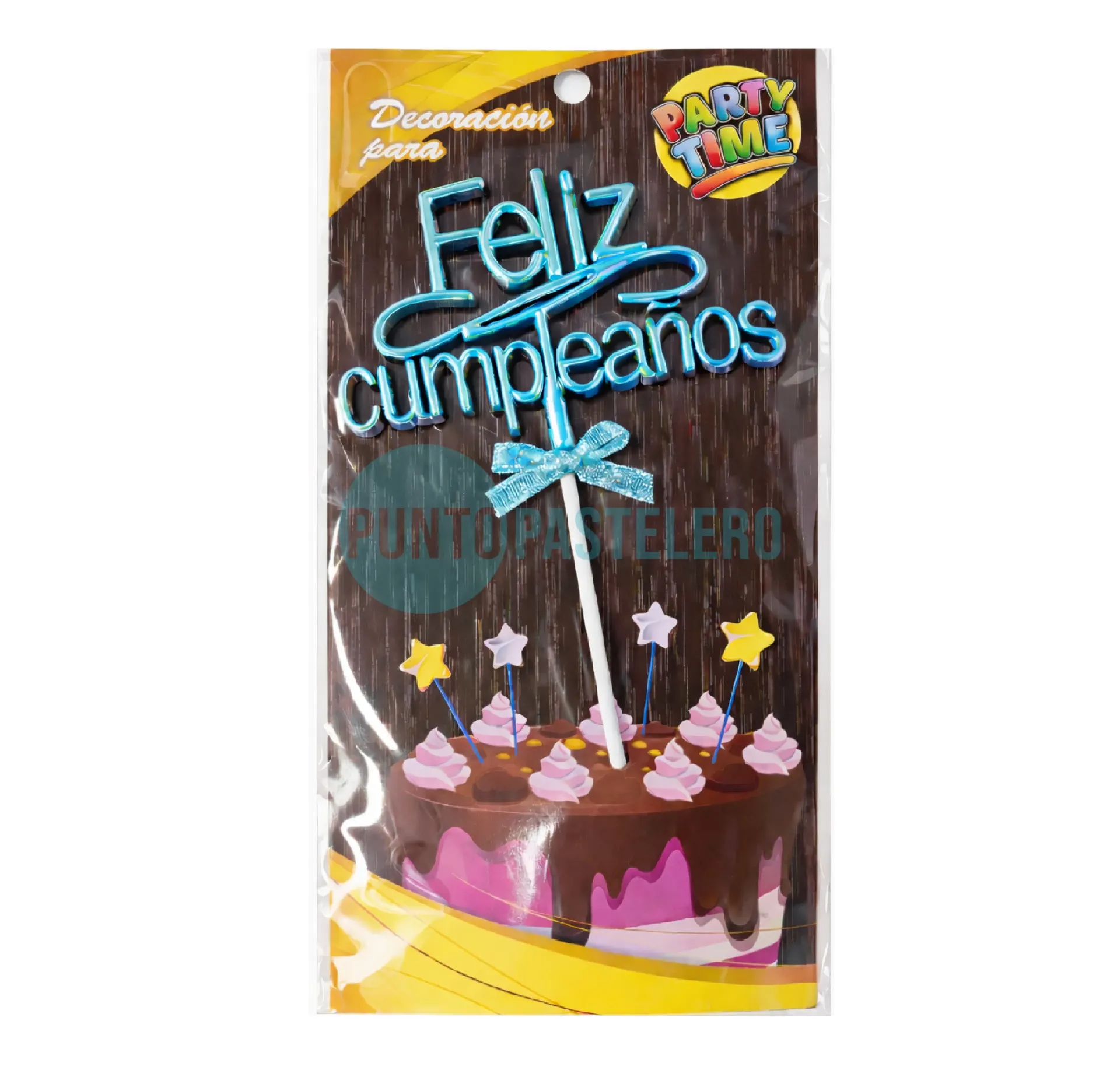 ADORNO PINCHE FELIZ CUMPLEAÑOS CELESTE PARTY TIME