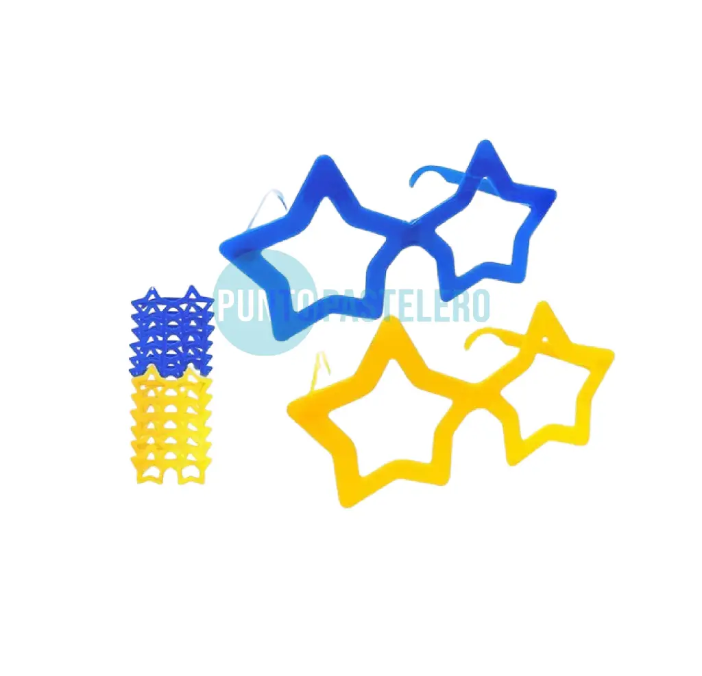 ANTEOJO PLASTICO BOCA AMARILLO Y AZUL ESTRELLA (X 12 U.)