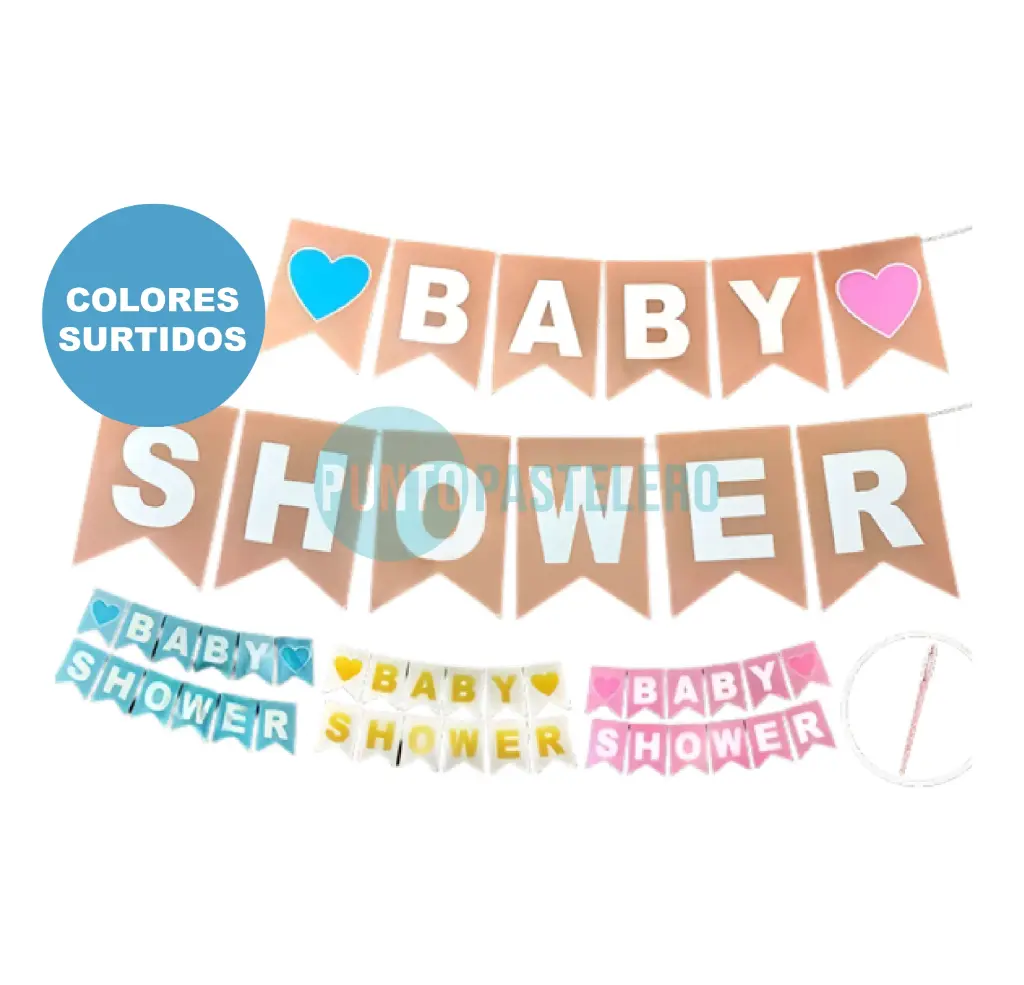 BANDERIN BABY SHOWER (COLORES SURTIDOS)