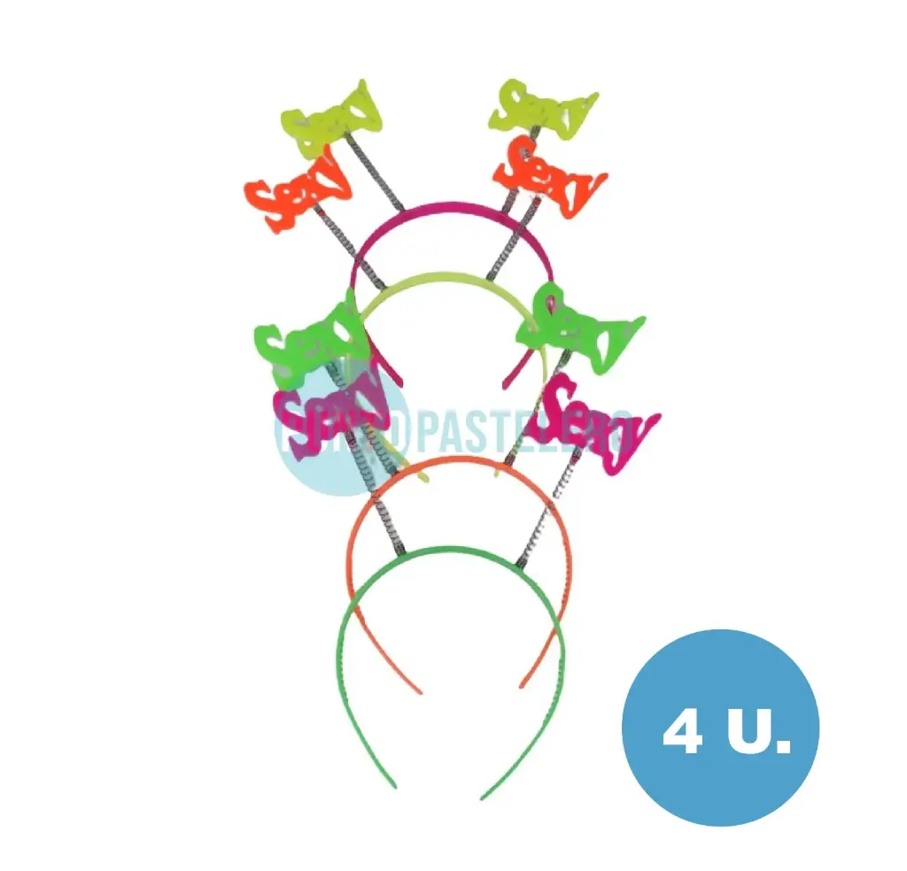 VINCHA PLASTICA FLUO SEXY (4 U.)