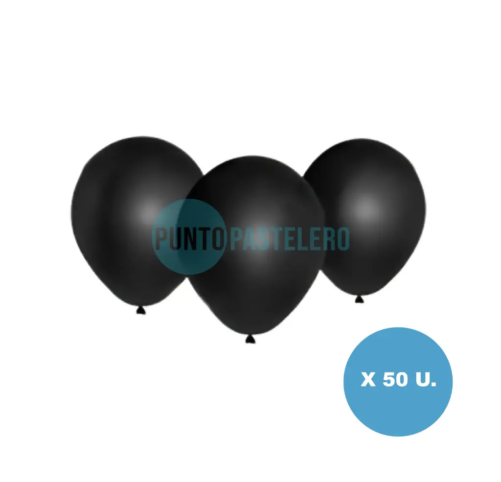 PACK GLOBO FIESTA LOCA LISO 9" NEGRO (X 50 U.)