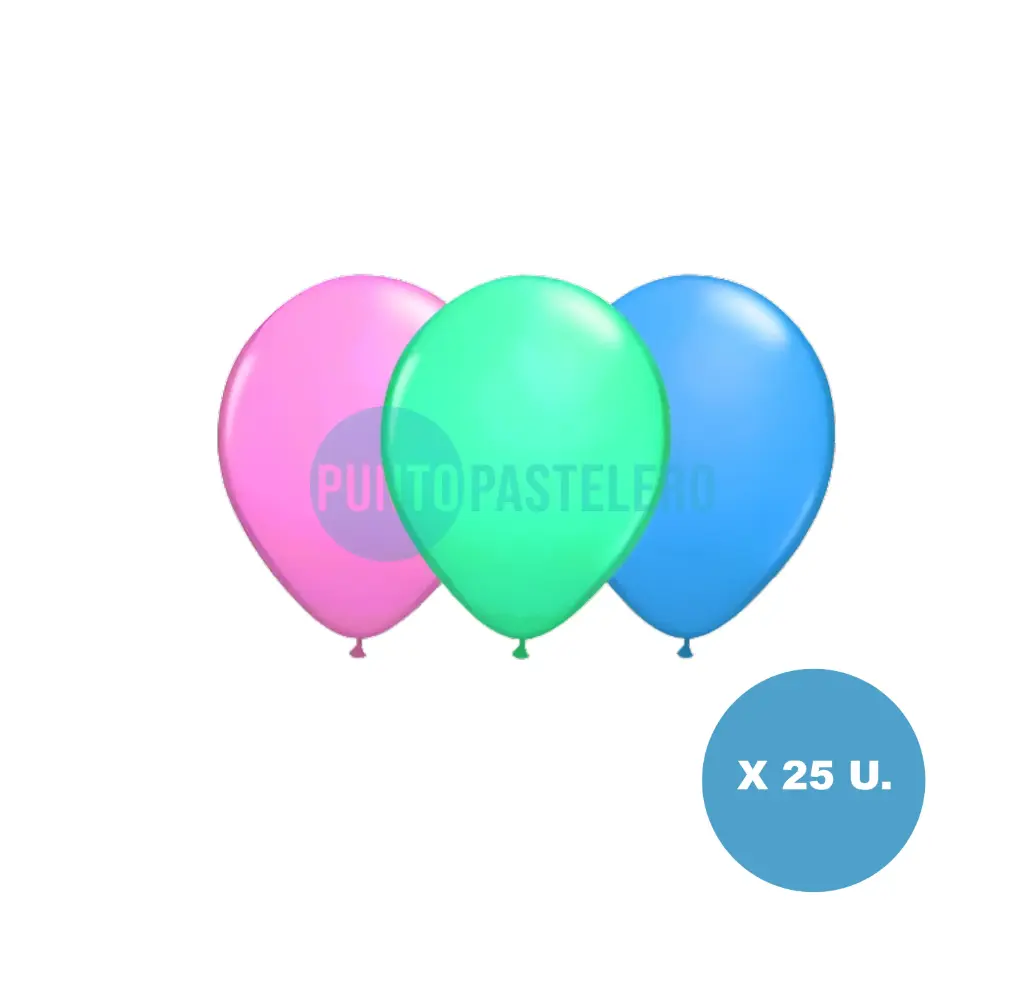 PACK GLOBO FIESTA LOCA MULTICOLOR PASTEL 12" (X 25 U.)