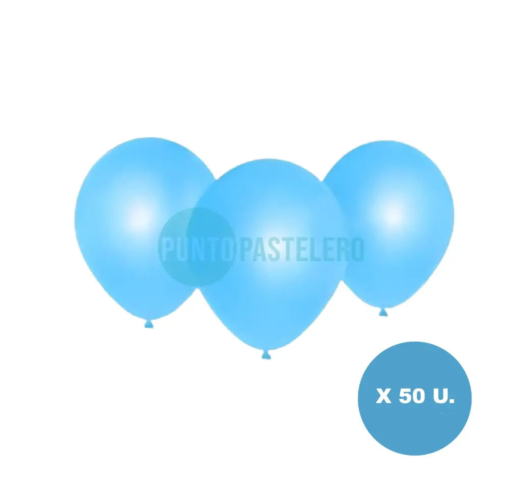 PACK GLOBO FIESTA LOCA CELESTE PASTEL 12" (X 25 U.)