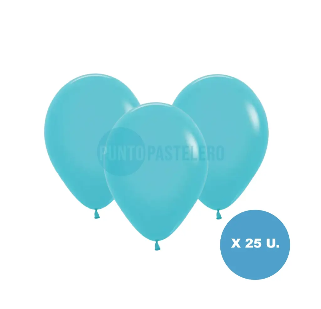 PACK GLOBO FIESTA LOCA AGUA MARINA PASTEL 12" (X 25 U.)