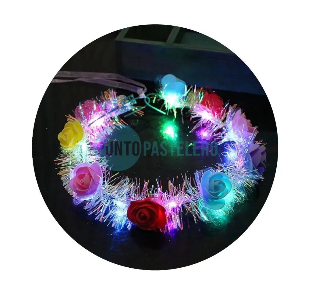 [8034107003758] CORONA FLORES MULTICOLOR (CON LUZ)