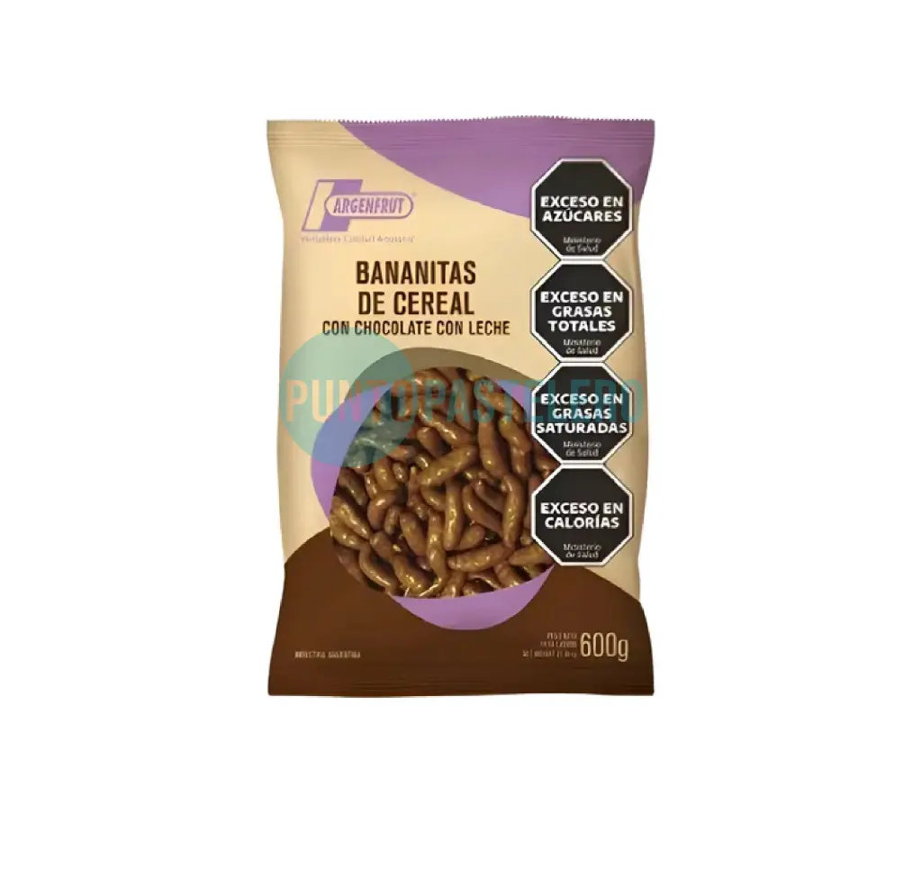 BANANITAS DE CEREAL BAÑADAS EN CHOCOLATE ARGENFRUT (X 600 GR.)