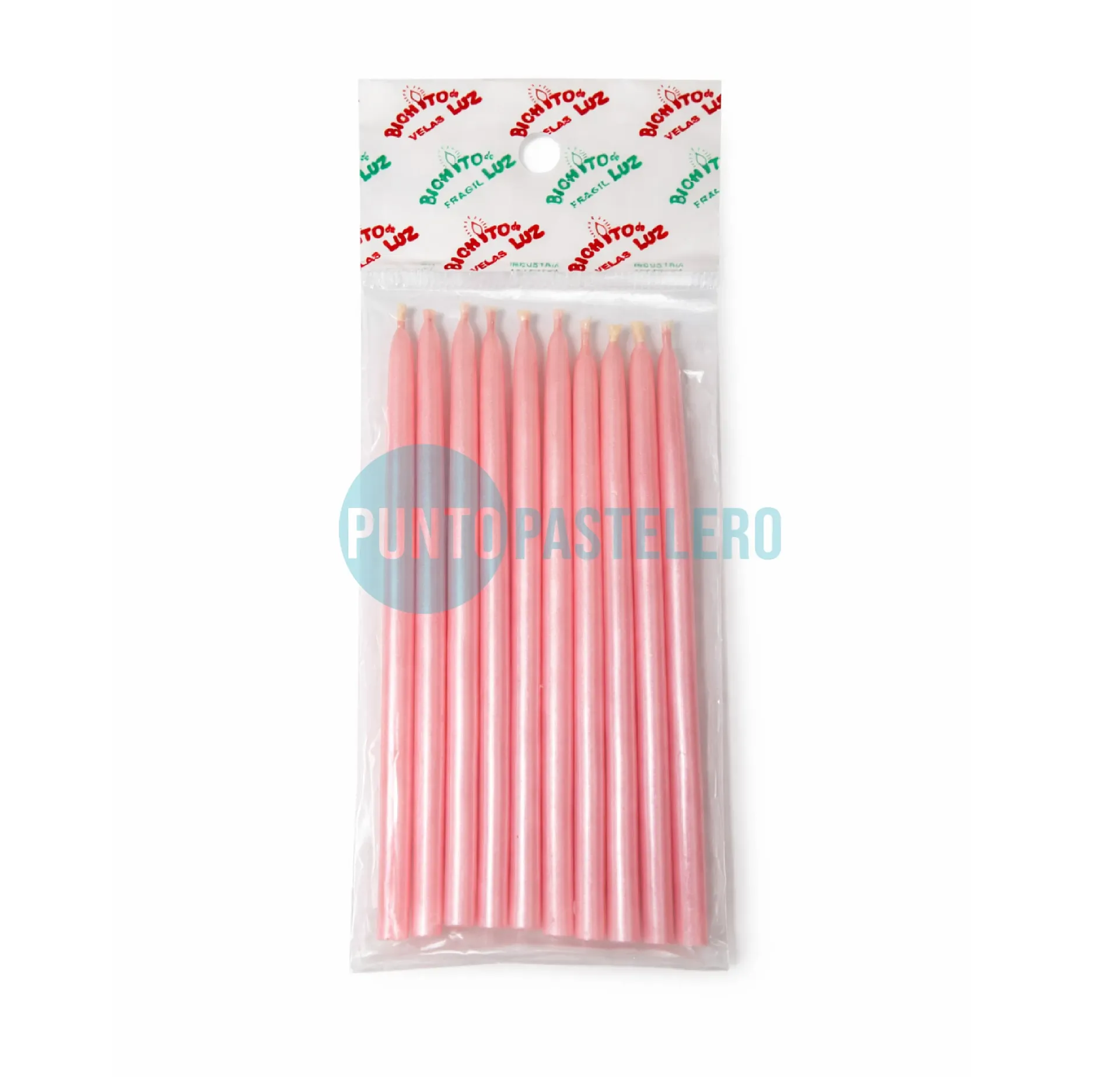 VELA PERLADA 10 CM ROSA (X 10 U.)