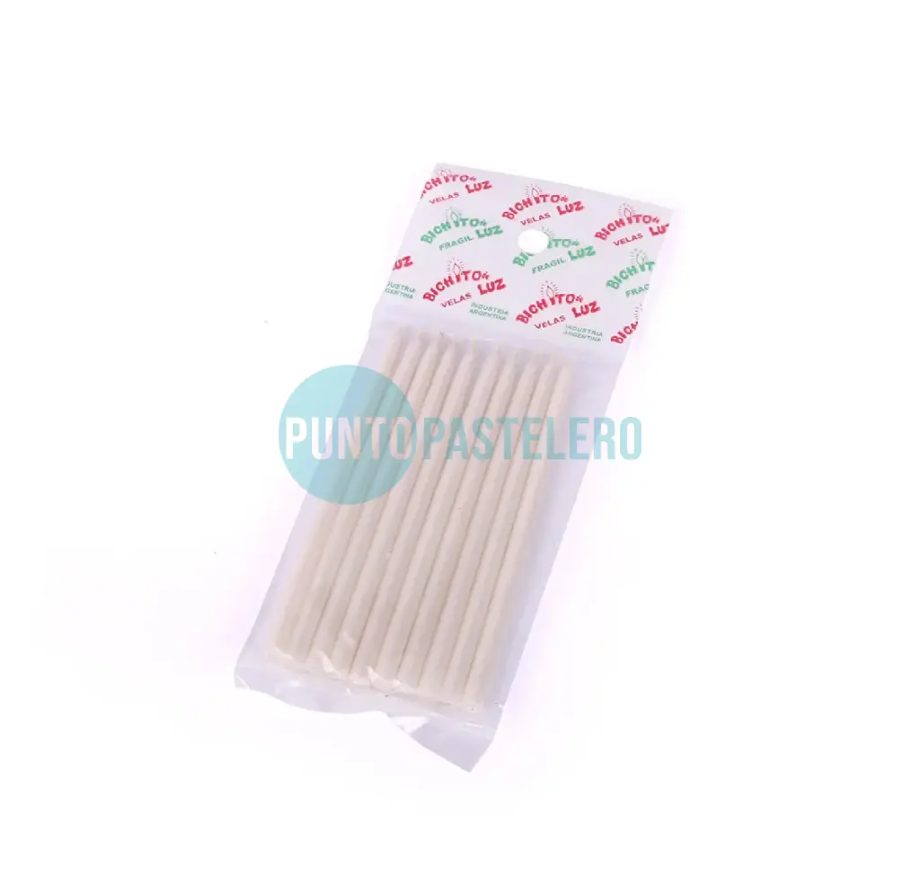 VELA PERLADA 10 CM BLANCO (X 10 U.)