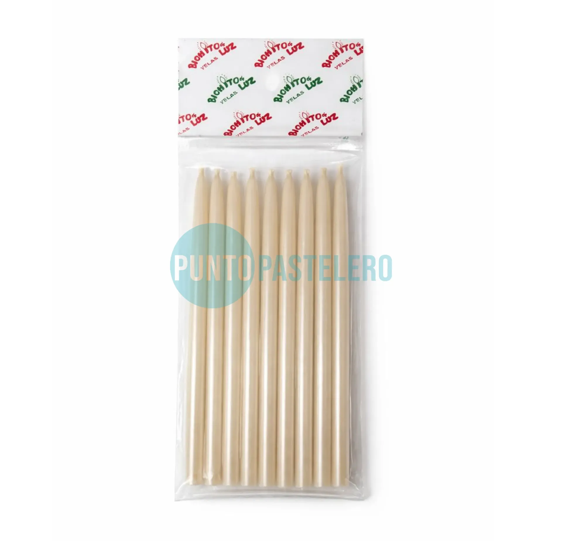 VELA PERLADA 10 CM BLANCO (X 10 U.)