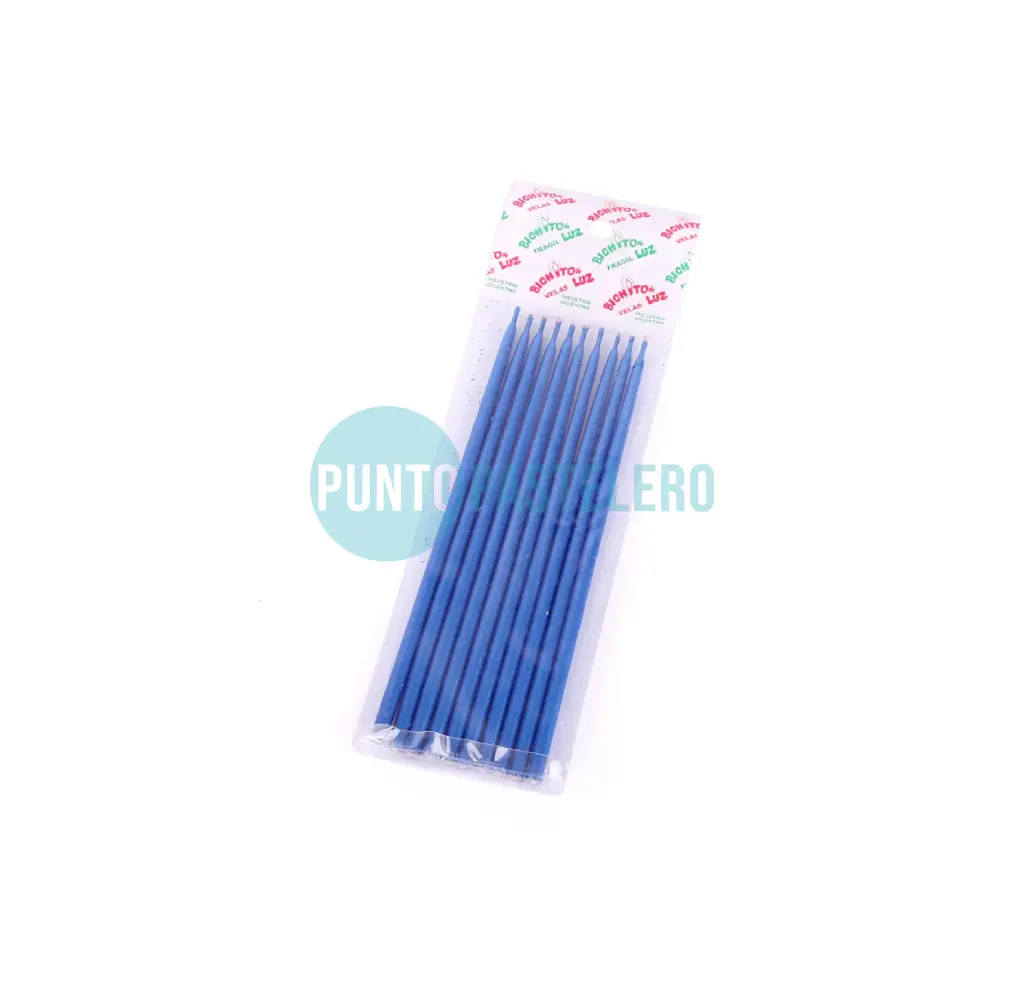 VELA PERLADA 10 CM AZUL (X 10 U.)