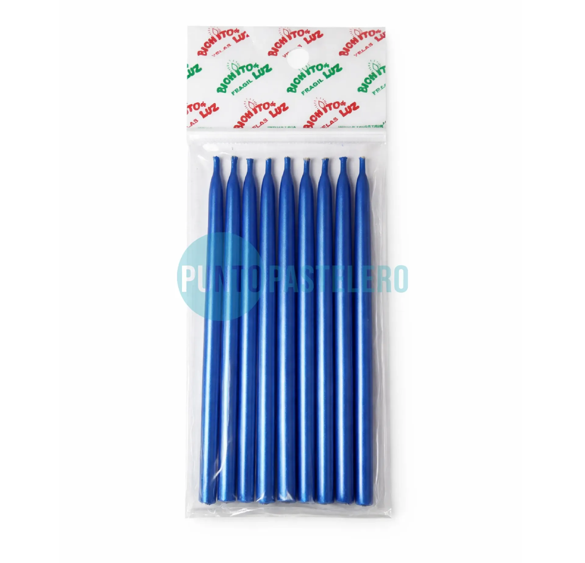 VELA PERLADA 10 CM AZUL (X 10 U.)